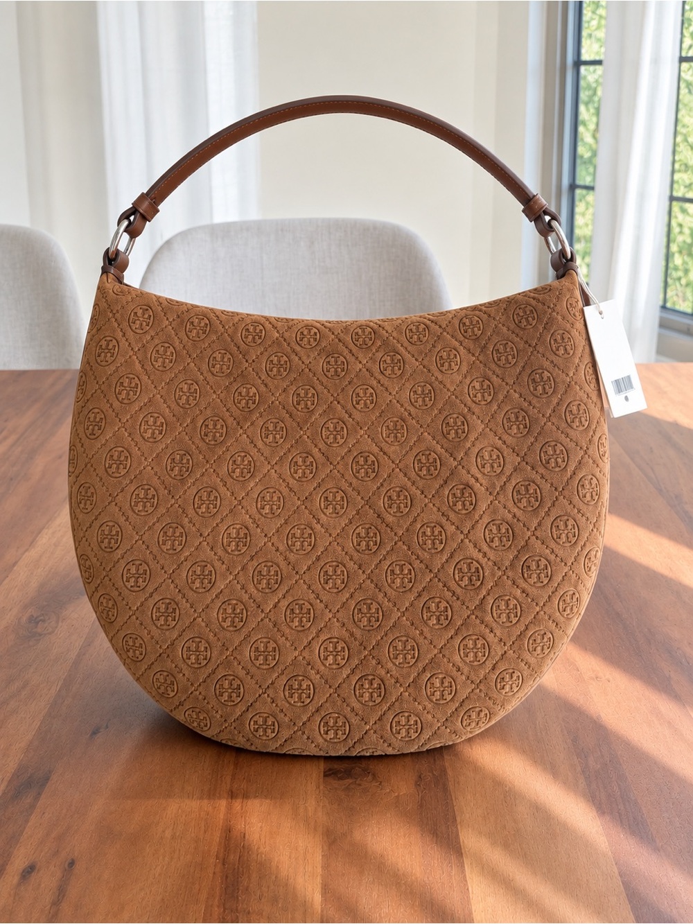 NWT Tory Burch T Monogram Suede Balloon Bag 🤎 Chicory Brown | Large | MSRP $550